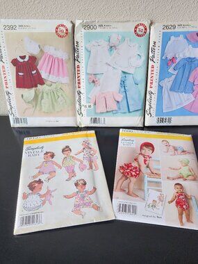 Lot (5) Uncut Simplicity Vintage Baby 1949, 50, 52 Sewing Patterns Size A 2000's